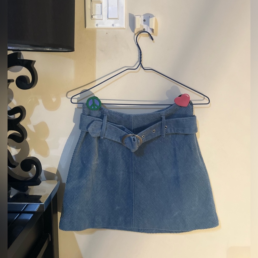 Zara blue corduroy skirt W/ belt